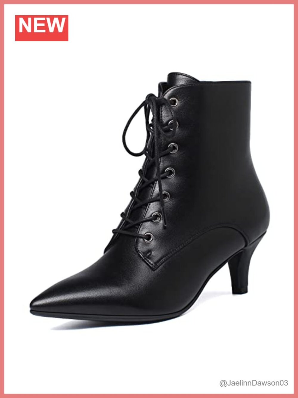 Women's Kitten Heels Lace Up Ankle Boots Pointed Toe Side Zipper Low Heel